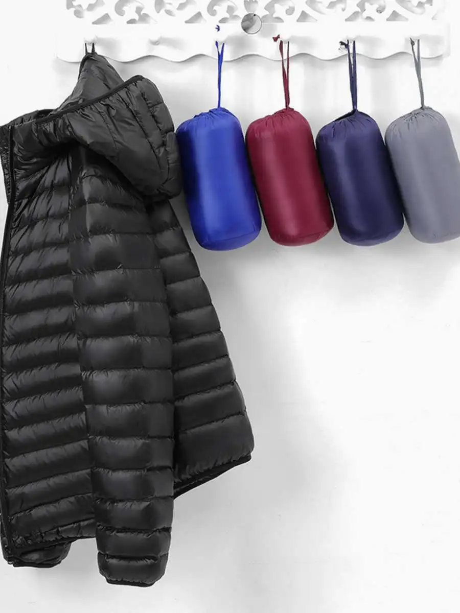 

Мужская легкая куртка с капюшоном на пуху, повседневная осенне-зимняя верхняя одежда, тонкая стеганая куртка на молнии, удлиненная модель