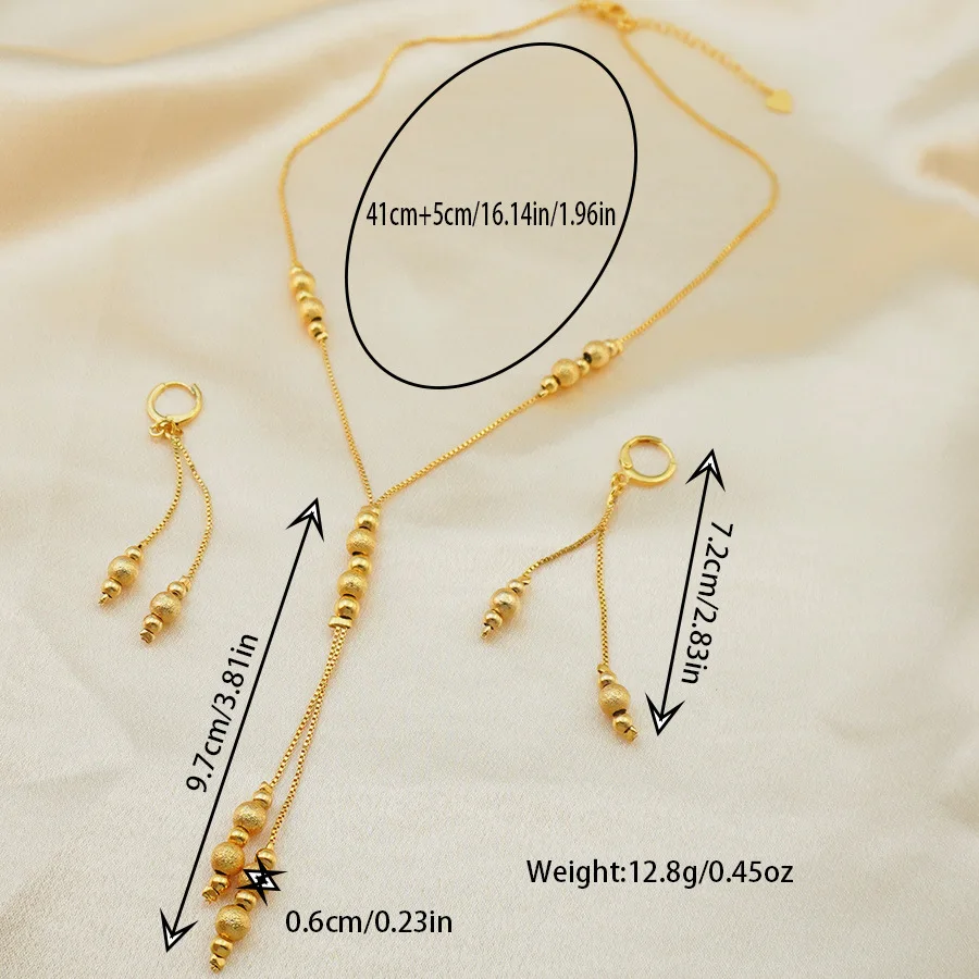 9999 gold 2 sets of Middle East fashion charm ball sets, gold small beads, Dubai necklace, girl's earrings, jewelry party gift