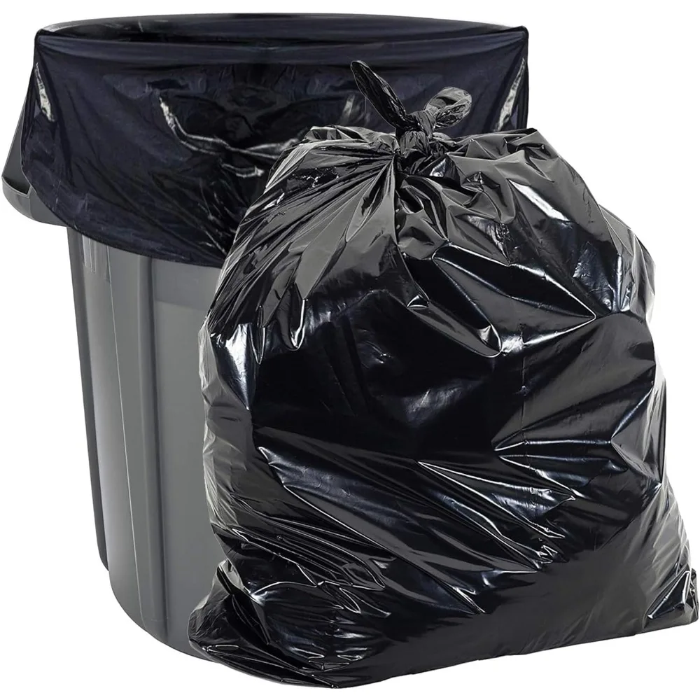 

Gallon Size 55-60 Typically 38" x 58" 2.0 MIL Black Heavy Duty Garbage Bags - Pack of 100 - For Contractor