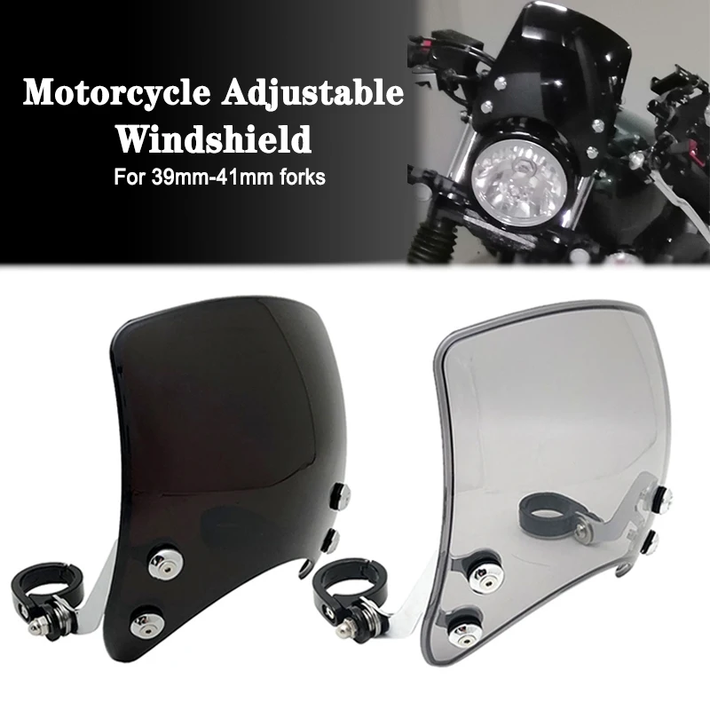 Motorcycle Adjustable Windshield Windscreen For 39mm-41mm forks For Sportster XL 1200 883 72 48 Iron 2004-2023 2020 2021 2022