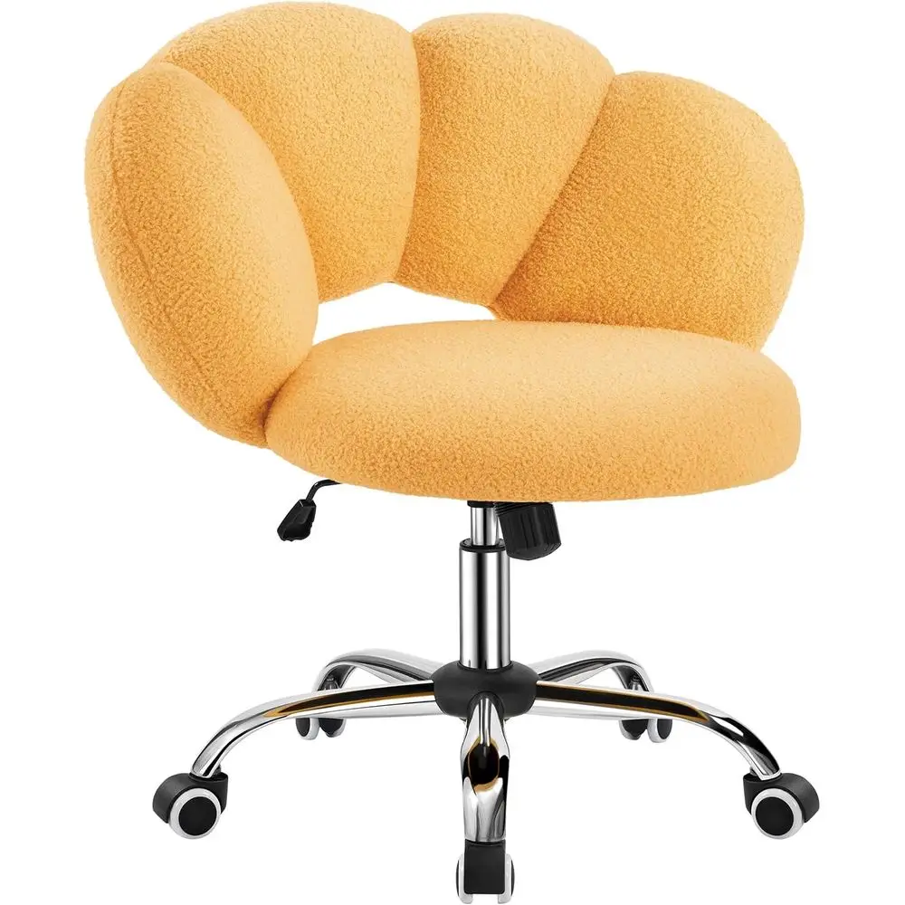 

Boucle Upholstered Desk Chair Cloud-Shaped Vanity Chair Adjustable Home Oice Computer with Rolling Wheels or Living Room