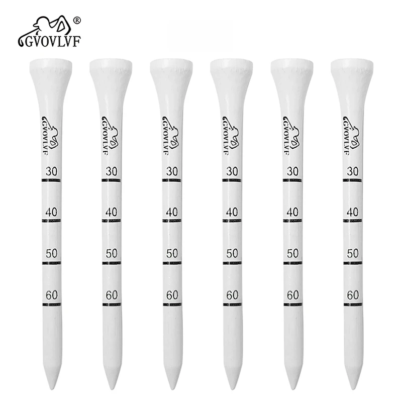 50 Pieces Bamboo Golf Degree Scale Tees 83mm Reduce Friction Side Spin Golf Tees White and Black Adjustable Depth