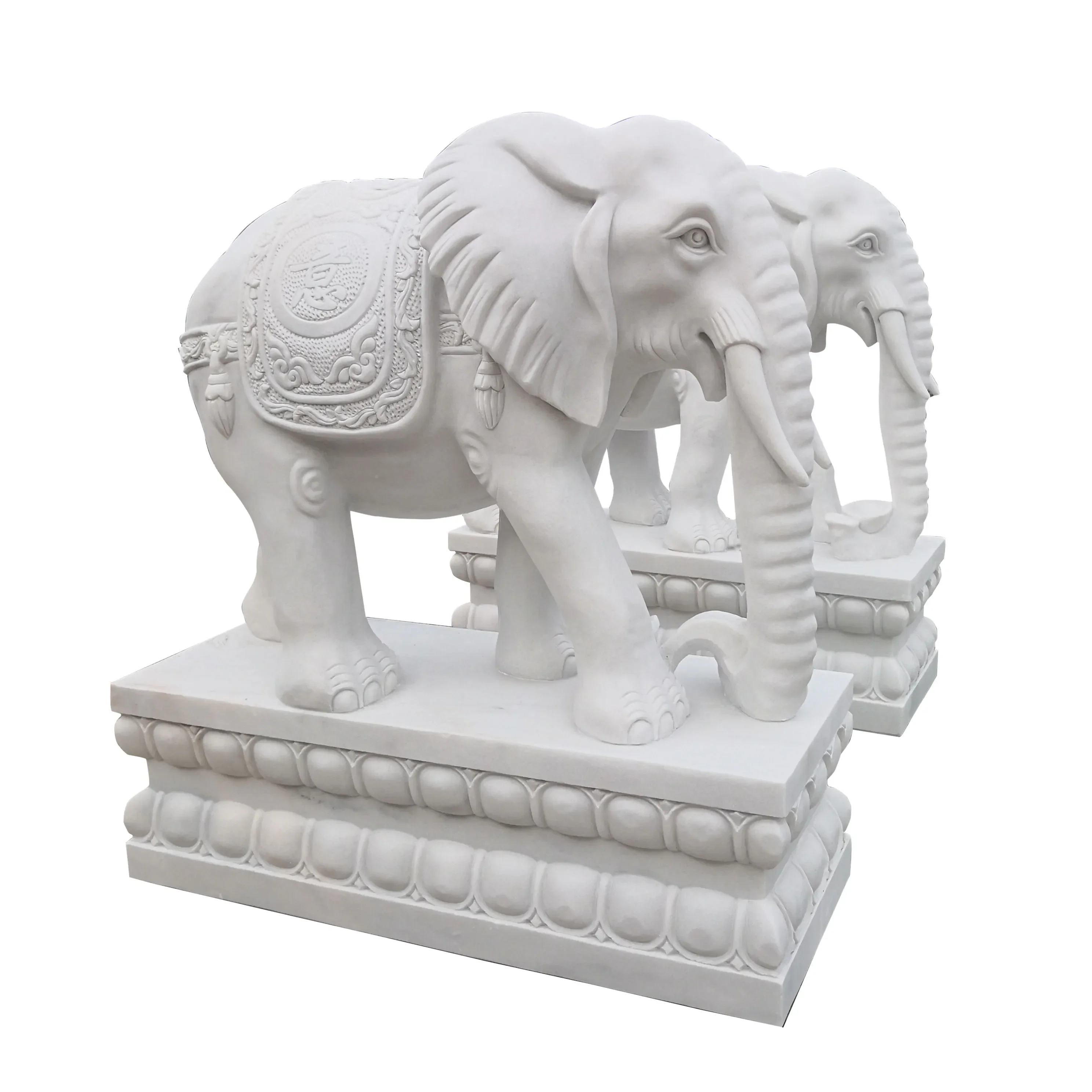 Custom stone carved elephant pair of blue stone white jade lucky stone elephant gatekeeper town house absorbent villa hotel door