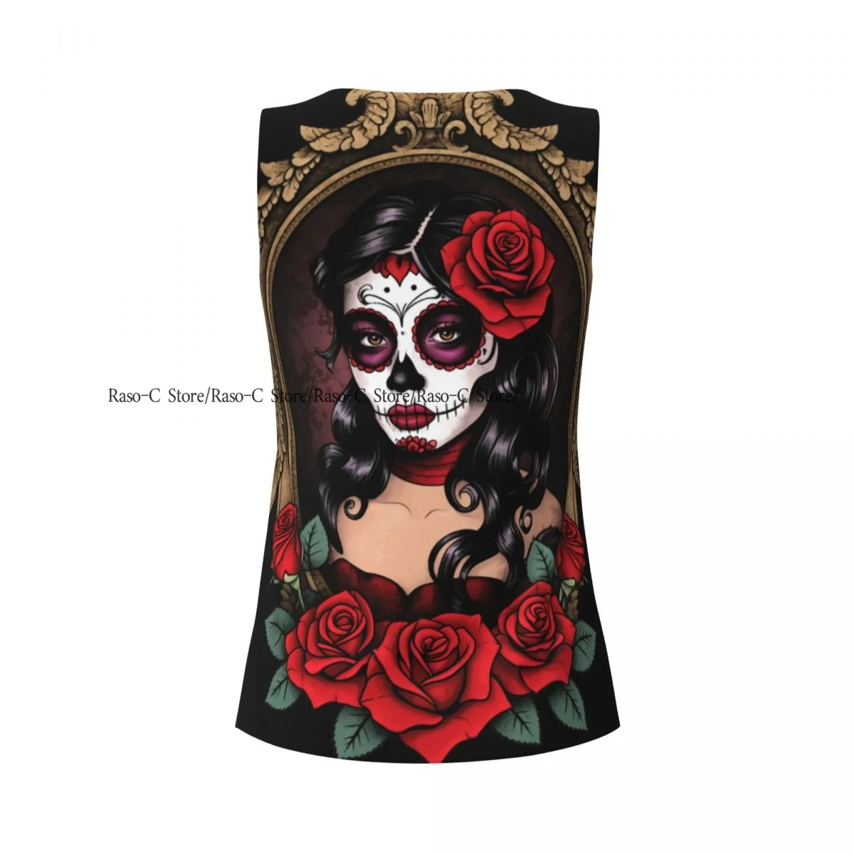 Women Sport tank Tops Loose Yoga Tops Quick Dry Workout Sport Tops Skull Surrounded By Flowers Yoga Shirt