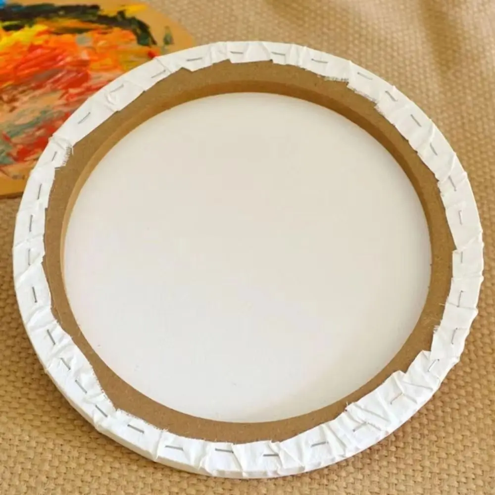 1Pcs Stretched Canvas Frame Round Painting Canvas Pure Cotton Watercolor Oil Board Drawing Panels Art Supply Blank