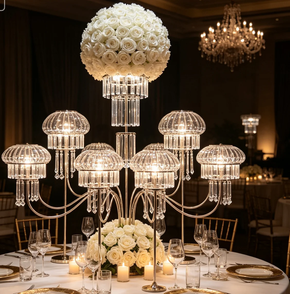 80-120cm 5/10pcs Gold Transparent  Table Centerpiece Acrylic Flower Frame Stand for Wedding Party Decor Road Lead candlestick