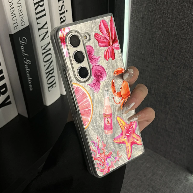 

Pink Heart Starfish Coral Jellyfish Pattern Case For Samsung Galaxy A55 A54 5G A16 S21 S22 S23 FE S24 Plus S25 Ultra IMD Cover
