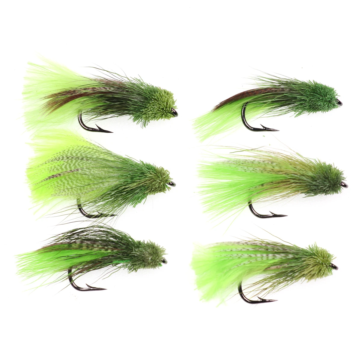 Wifreo 3PCS Green Zoo Cougar Streamer Fly with Barbed Hook Slow Sink Sculpin Imitation Trout Fishing Flies Lure Artificial Bait