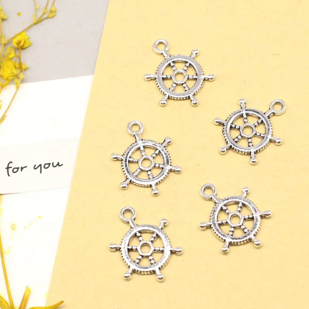

20pcs 16x20mm Rudder Charms Pendants Jewelry Making Craft Diy Man Jewelri Antique Silver Color
