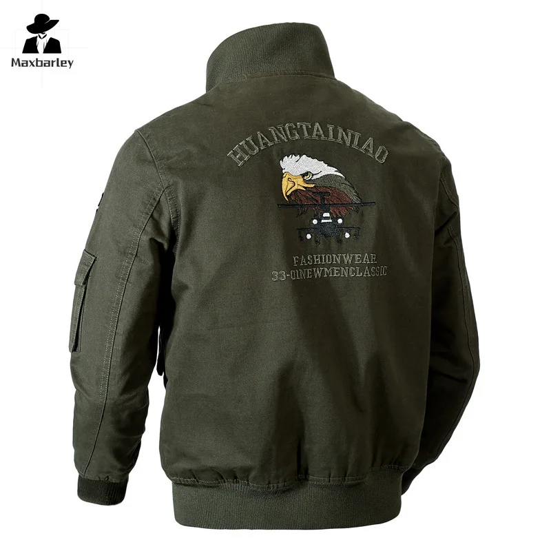 Men's Cargo Jacket 2024 Autumn Unloading Jaquetas Slim Fit Embroidered Collar Coat High Quality Cotton Work Jacket 2024 Autumn