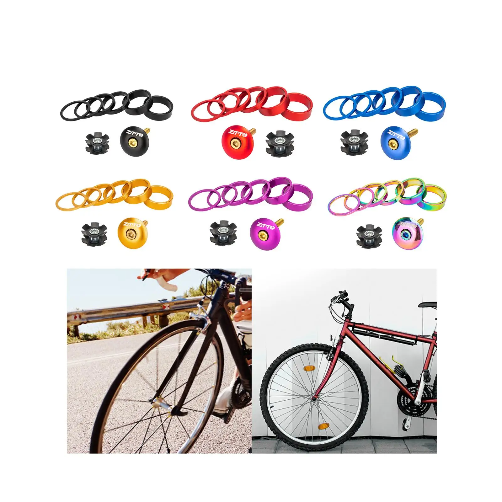 

Bike Fork Washer Set Stem Spacers Aluminum Alloy Bicycle Headset Washer Raise Handlebar High adjust