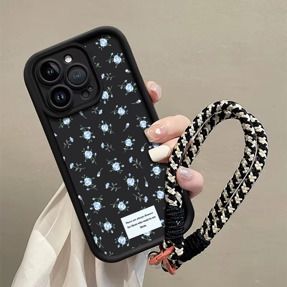 Hellblaue Rosen-Handyhülle mit Trageriemen für Samsung Galaxy Note 20 Ultra S25 S26 S24 Plus S24 S23 FE S23 S24 S25 Ultra A56 Cover – Detail 1