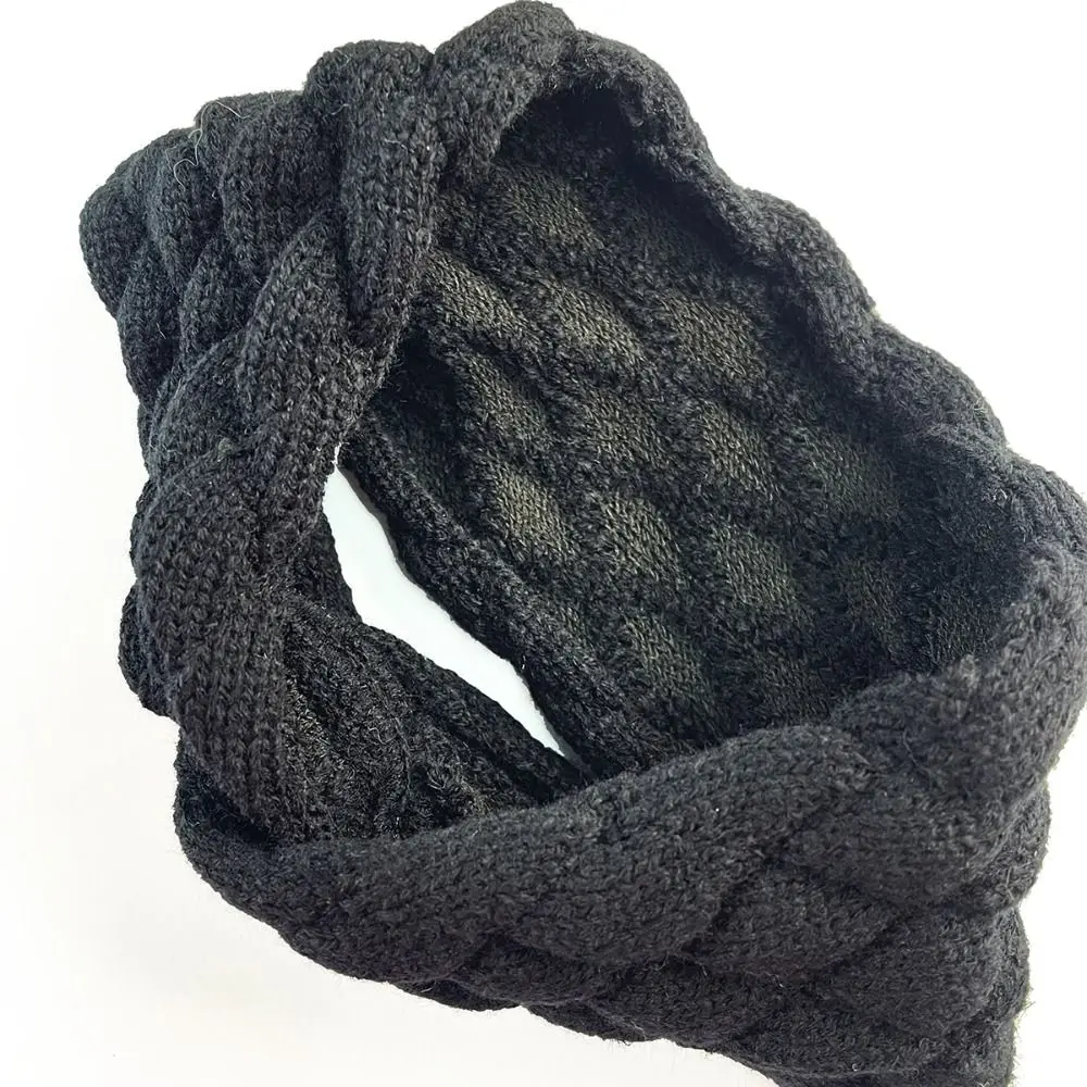 Cable Knit Knitted Headband Twisted Front Knitted Fabric Ear Warmer Headband Soft Stretch Wide Band Turban Headband