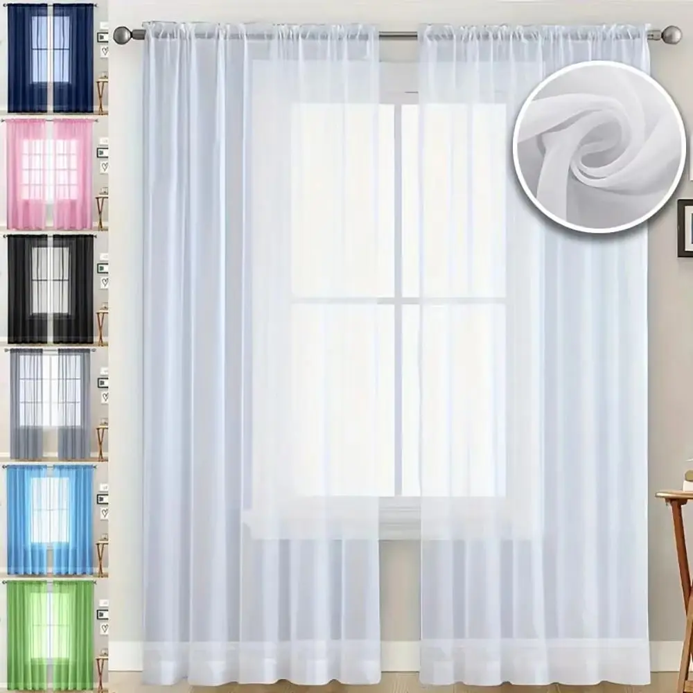 1/2 шт. 100x130 см 100x250 см тонкий карниз для окон, карманная тюлевая панель, вуаль, прозрачная занавеска, прозрачный полиэстер 1/2 шт. 100x130 см 100x250 см тонкий карниз для окон, карманная тюлевая панель, вуаль, прозрачная занавеска, прозрачный полиэстер