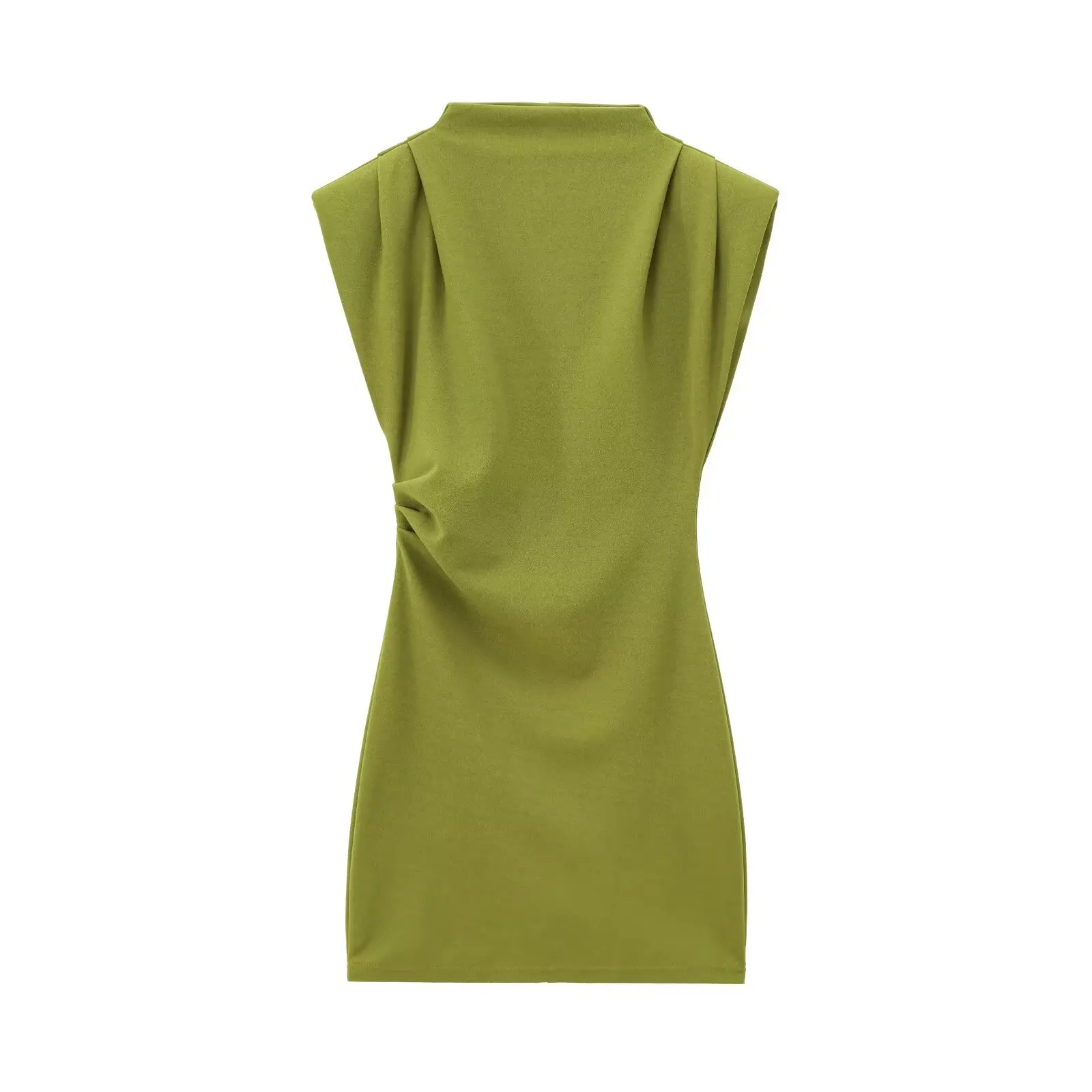 Damen Sexy Schlankes Kurzes Kleid mit Schulterpolstern in Grün, Mini-Kleid, Neu 2026 Frühling Herbst Mode Party Hochzeitsgast-Kleid