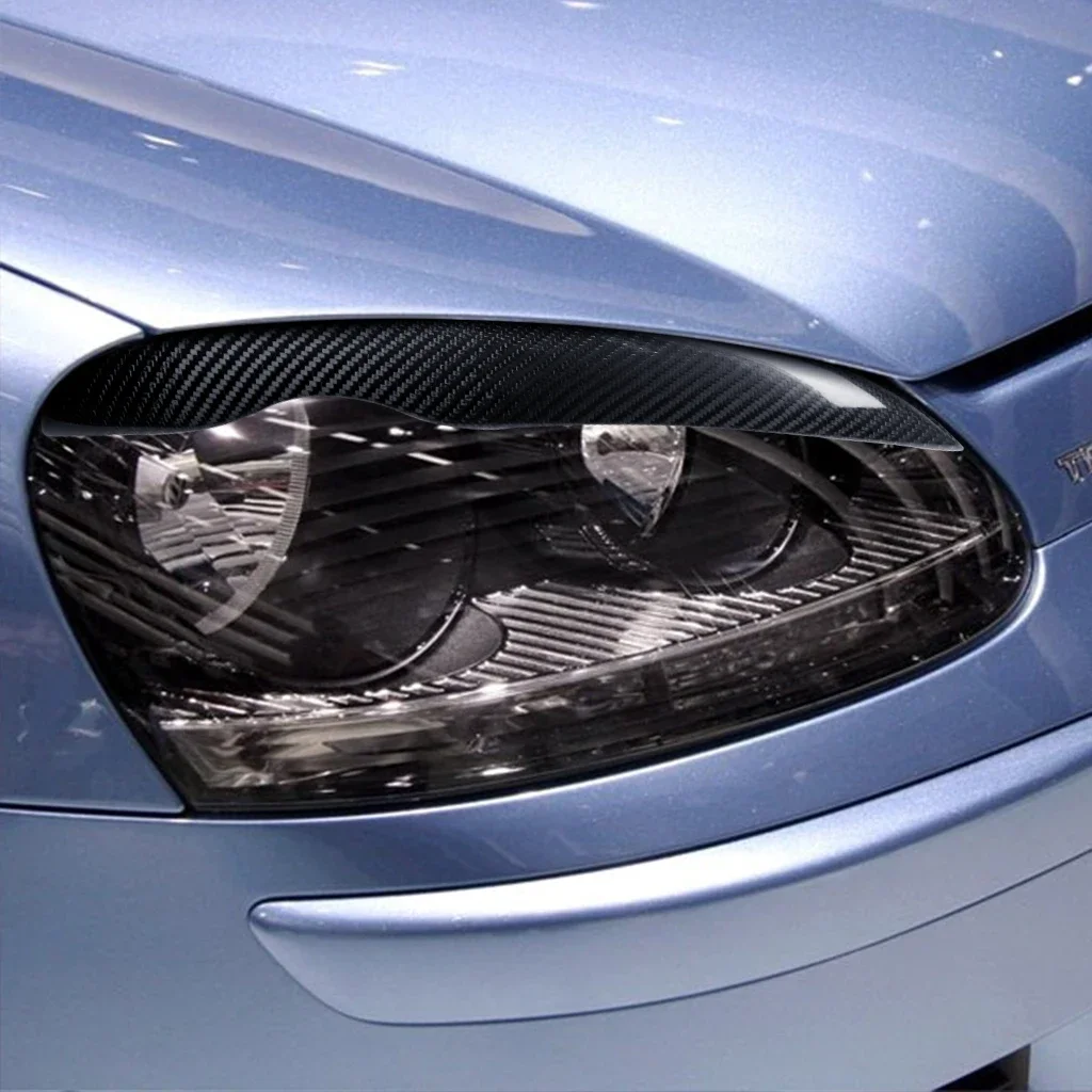 

GEFENSI Car Headlight Head Lamp Eyebrow Eyelids Sticker Trim Cover For Volkswagen Golf5 MK5 2005 2006 2007 2008 2009 Real Carbon