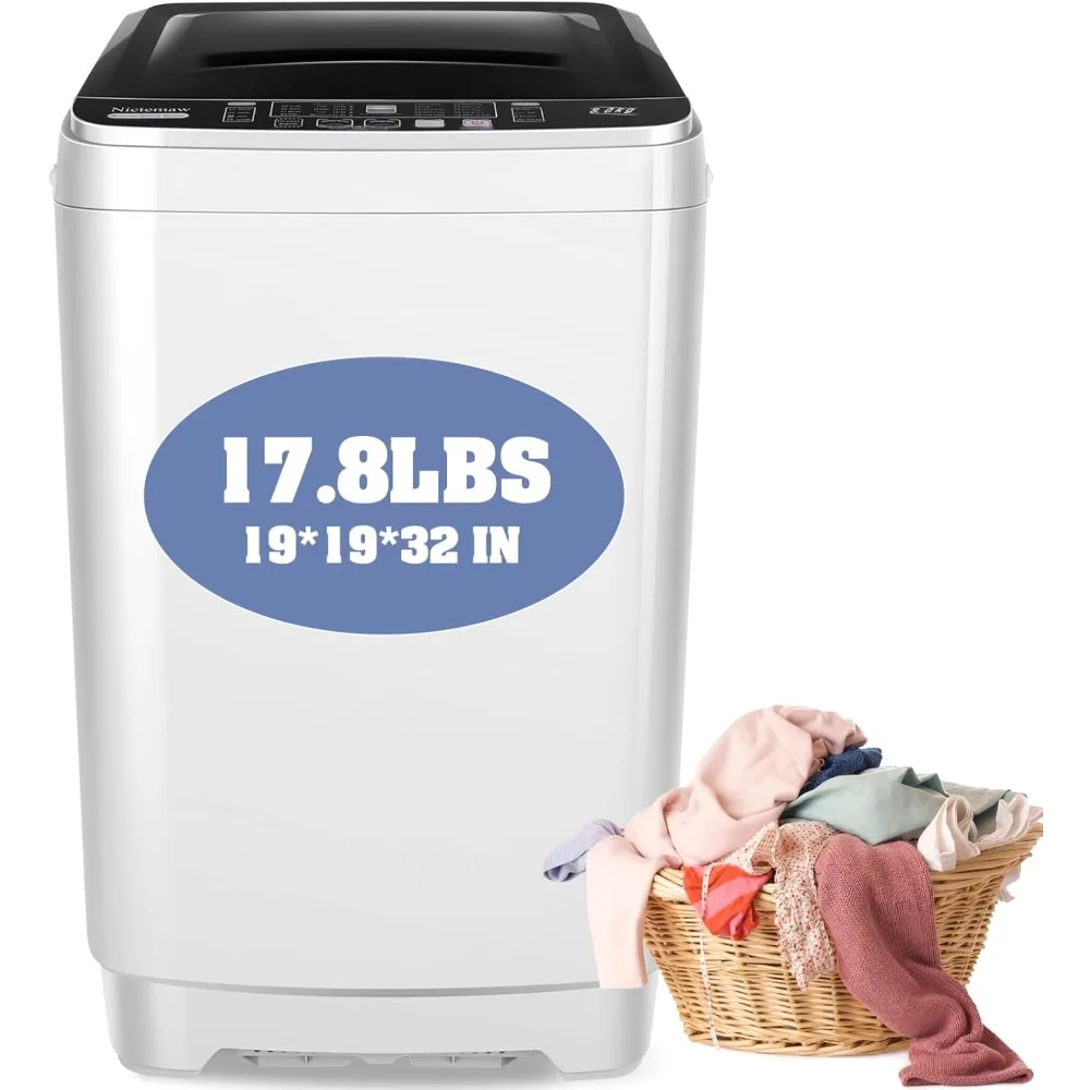 

Portable Washing Machine, 17.8Lbs Capacity Full-Automatic Portable Washer, 2.4Cu.ft Washer and Dryer Combo with Drain Pump