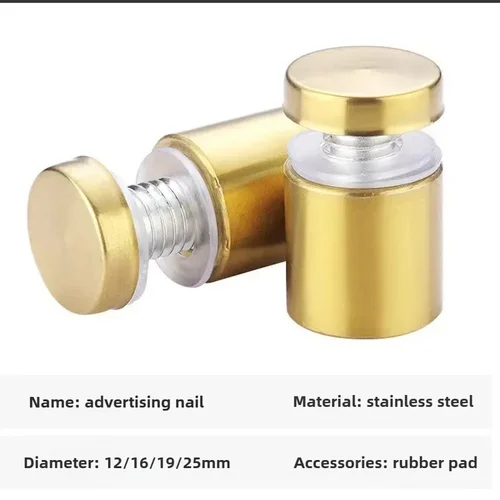 Imagen 2 del producto 4 Uds 12/16/19/25 marco de imagen acrílico señal de vidrio soporte de montaje en pared de uñas soporte de separación de acero inoxidable tornillo de fijación publicitario