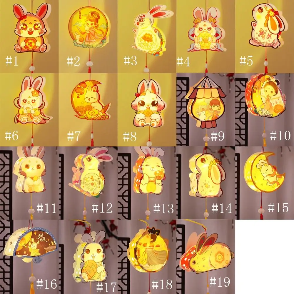 Hangings Mid-Autumn Handheld Lantern Cute Glowing Handheld Mid-Autumn Glow Lantern Rabbit Shape Handmade Party