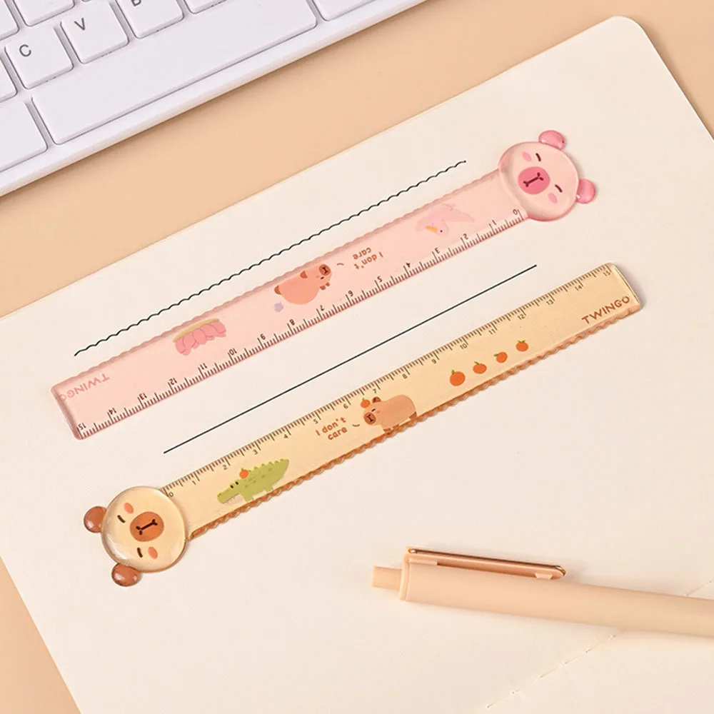 1 Piece Lytwtw's Cute Kapibala Straight Ruler Kawaii Capybara Stationery Funny Drawing Gift Office School Measuring Drawing