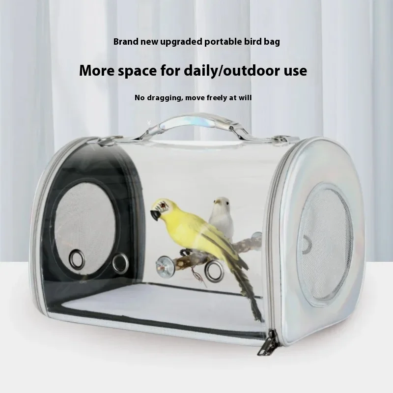 

Portable Clear Bird Parrot Transport Cage Breathable Bird Carrier Travel Bag Small Pet Rabbit Guinea Pig Chinchilla Outdoor Bag