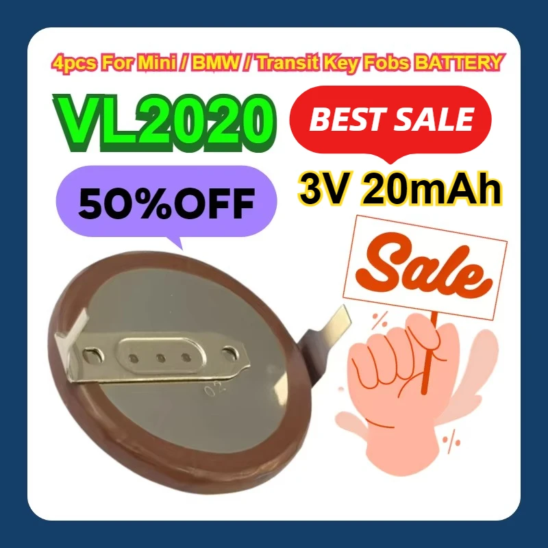 

20mAh 4pcs VL2020 For Mini / BMW / Transit Key Fobs BATTERY