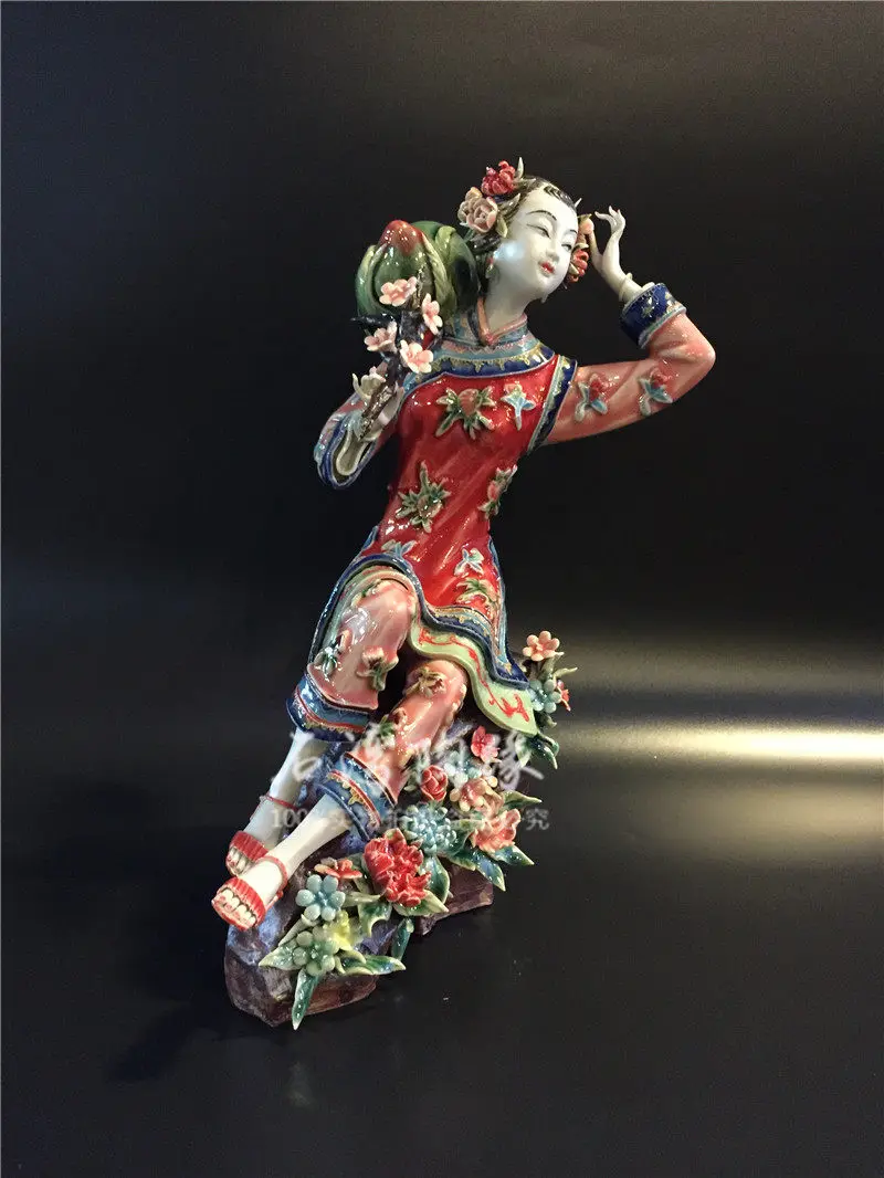 Shiwan ceramic dolls, creative home ornaments, ancient ladies, TV cabinets, wine cabinet ornaments, peach blossom fairies