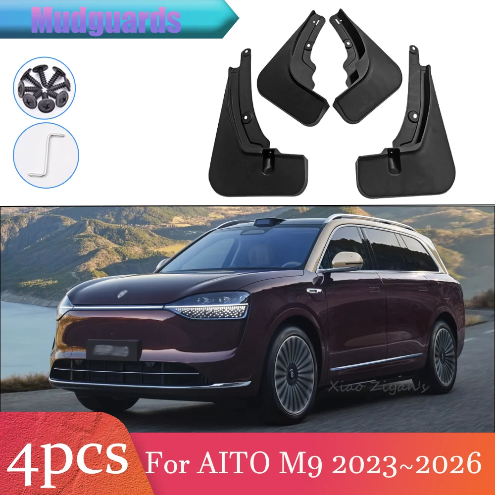 

Для AITO M9 2023~2026 2024 2025: передние и задние брызговики, защитные накладки, крылья, аксессуары для защиты от брызг