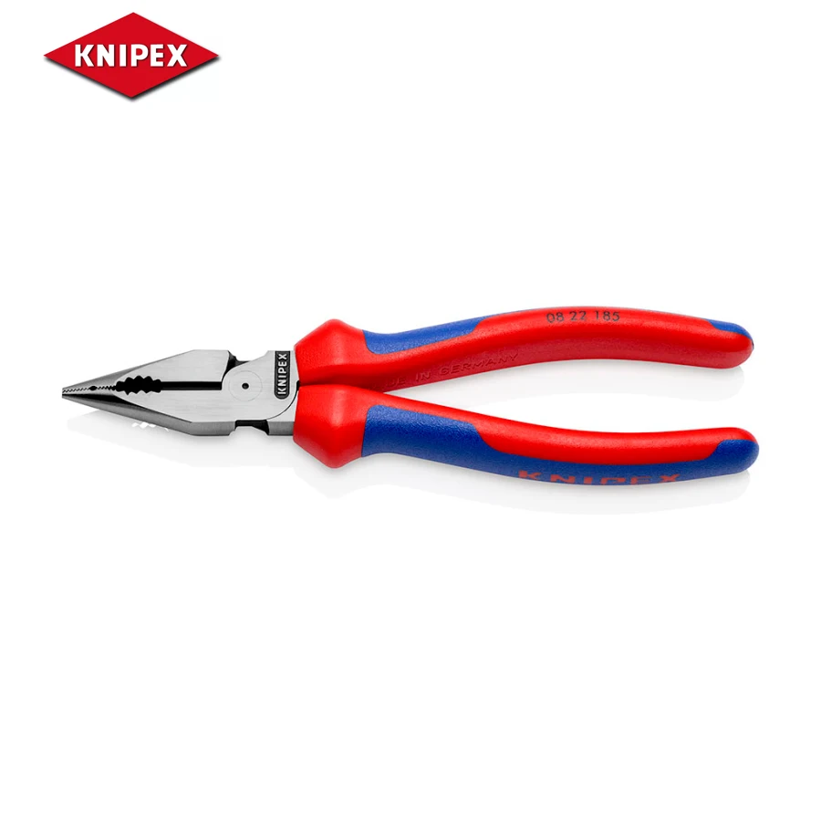 

KNIPEX 08 22 185 Комбинированные плоскогубцы с игольчатыми носами Длительный срок службы и стабильные насадки Изысканное качество изготовления Простота в эксплуатации 185 мм