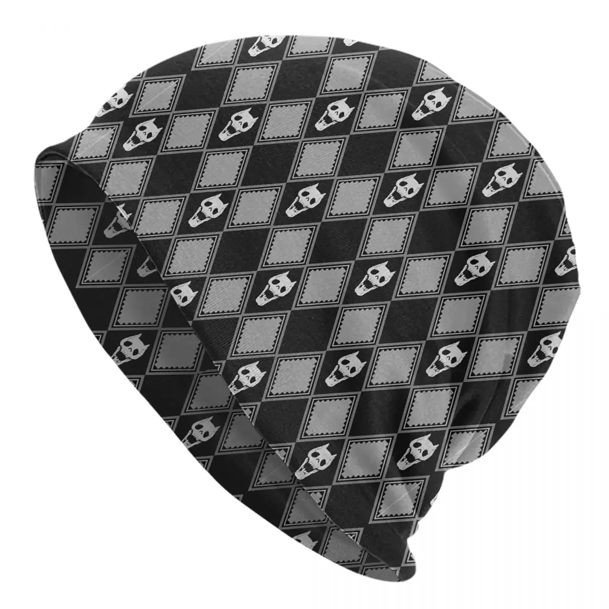 JOJOs Bizarre Adventure Bonnet Hats  Outdoor Japanese Anime Argyle Check Skullies Beanies Hats Unisex Warm Thermal Elastic Caps