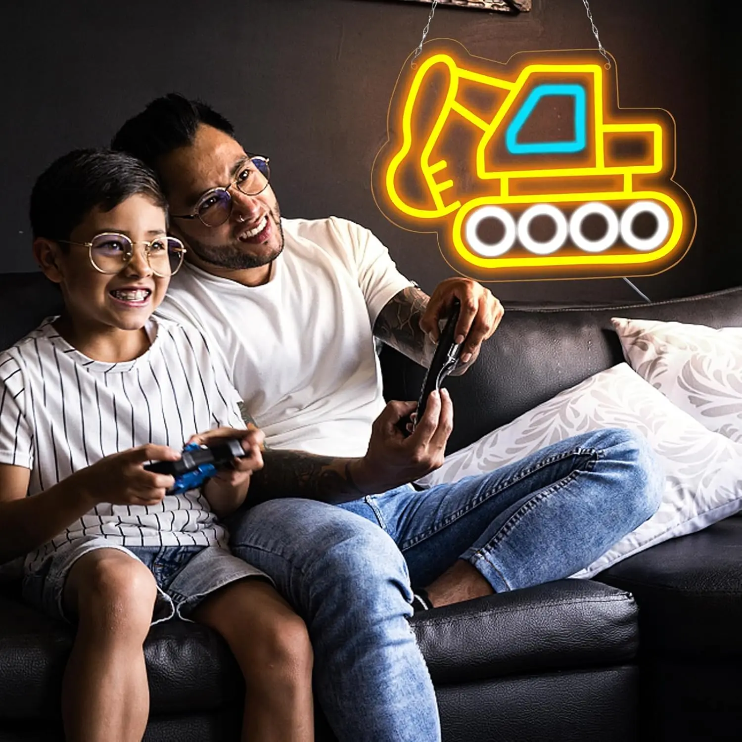 Insegna al neon a LED per decorazioni murali Insegna al neon per escavatore per camera da letto per bambini Camera dei ragazzi Sala giochi Regali di compleanno per la casa per un amico Alimentato tramite USB