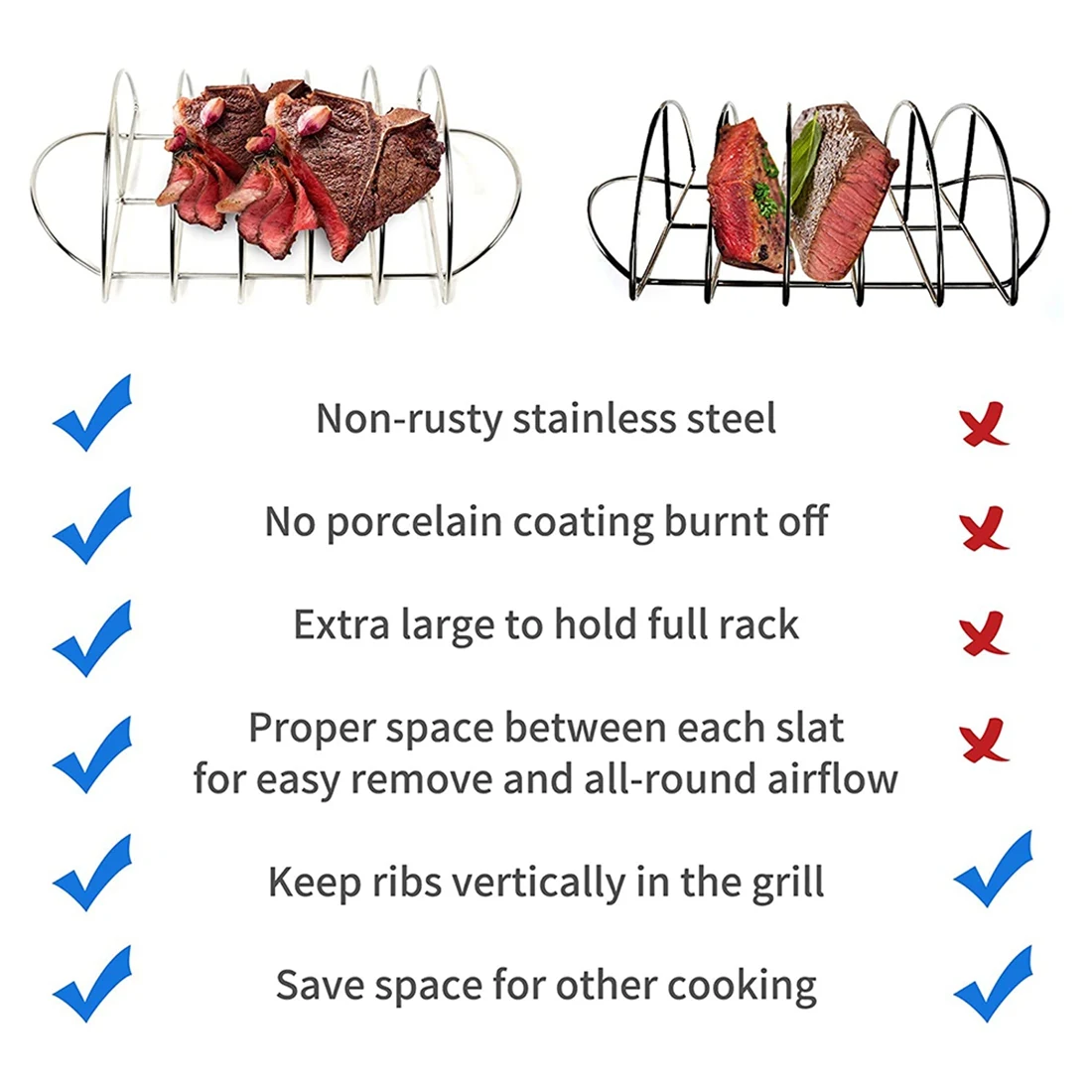 Rejilla de canalé para barbacoa para fumadores, para huevos verdes grandes y ahumador o barbacoa más grande, para barbacoa de carbón