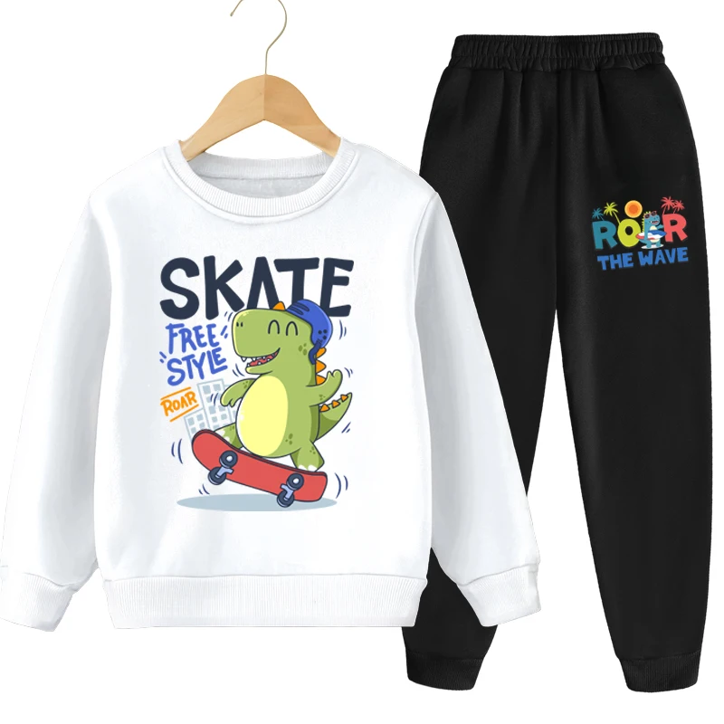 Frühling Herbst Kinder Kpop Sweatshirt-Sets Jungen Mädchen Cartoon-Print Pullover und Lange Hosen 2-teilige Sets Kinder Lässiger Trainingsanzug – Detail 5
