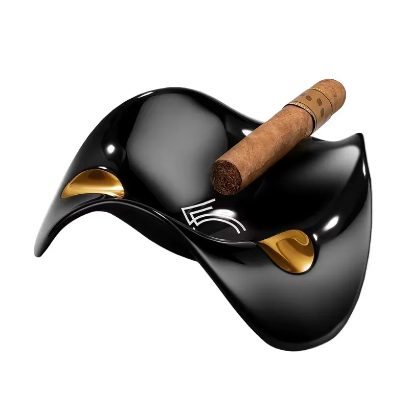

Retro luxury large diameter ceramic ashtray for cigars fashion trend portable smokeless ashtray