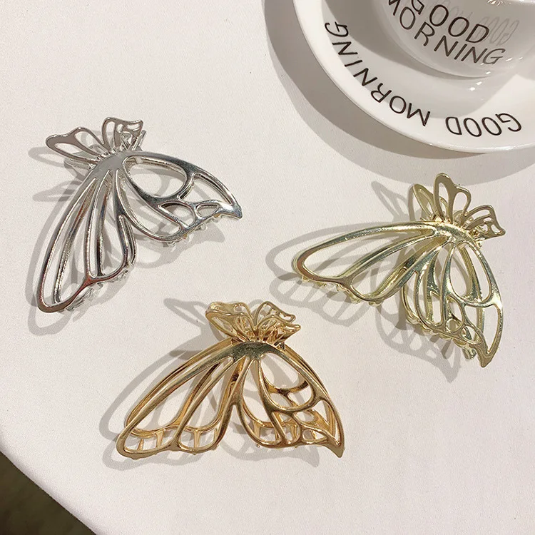 Elegant Metal Butterfly Hair Clip for Women Gold Silver Hollow Out Hair Claw Barrettes Girls Hairpin Hair Accessories Headwear