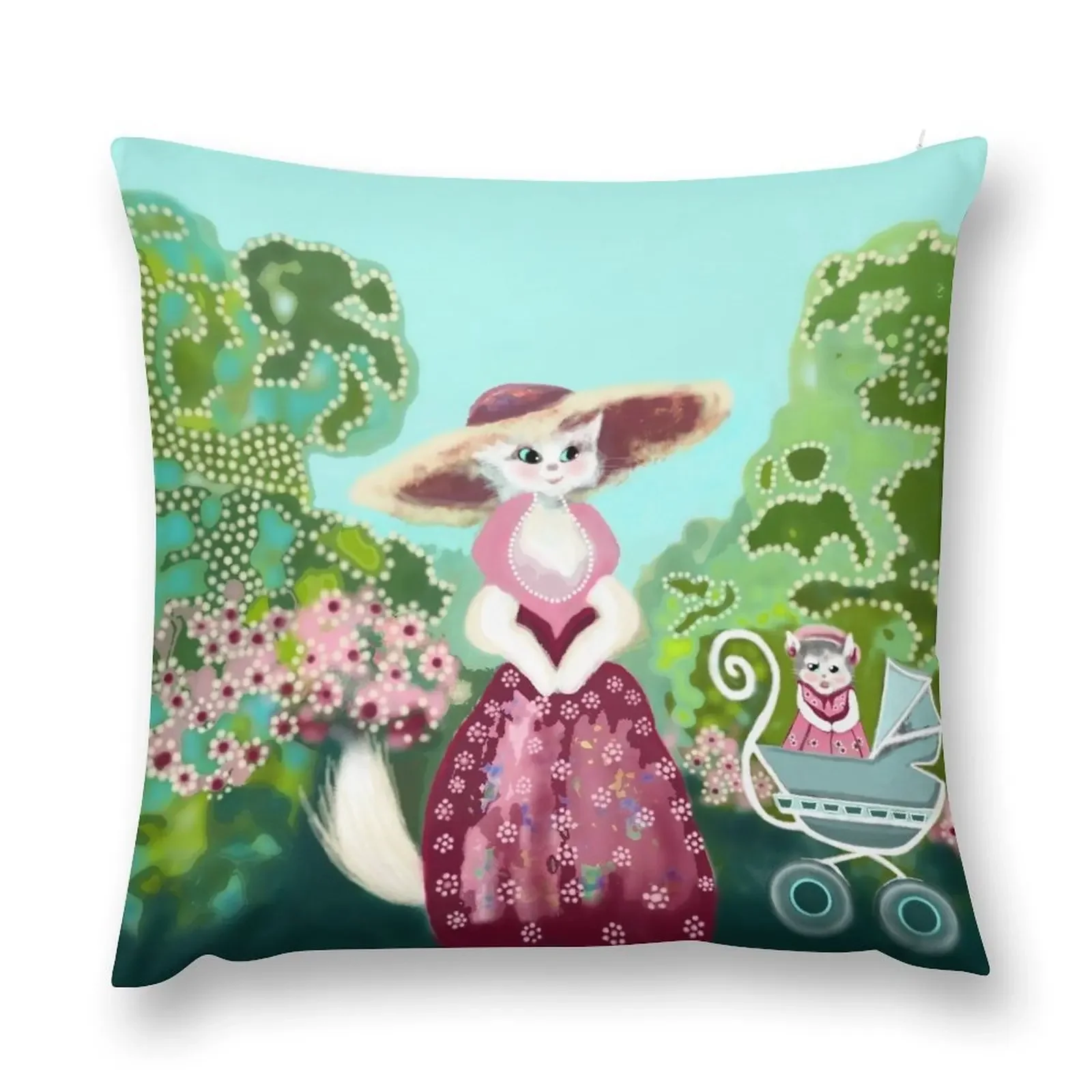 Mother and Daughter Cats Throw Pillow Pillow Cases Luxury Living Room Decorative Cushions pillow