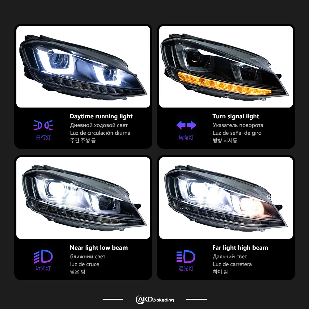 Reflektor do VW Golf 7 MK7 2013-2017 Samochód автомобильные товары LED DRL Hella 5 Xenon Lens Hid H7 Golf 7.5 R LINE Akcesoria samochodowe — zdjęcie 4