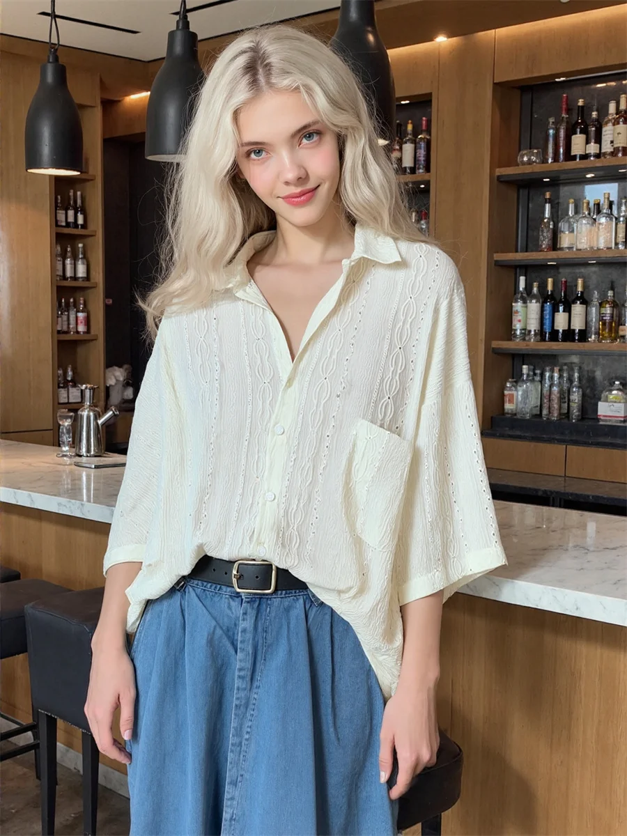 قميص نسائي صيفي بأكمام قصيرة مقاس كبير قميص كلاسيكي بنمط طباعة الفهد وزر أمامي كاجوال بسيط أساسي #6