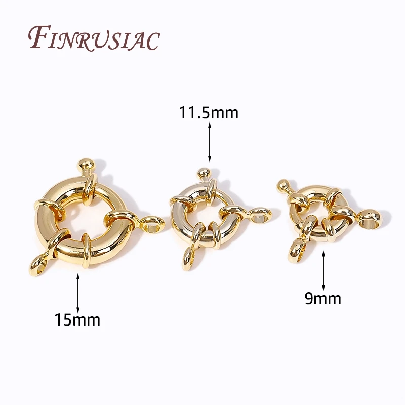 14k Gold Plated Brass Metal Jewelry Clasps Fasteners DIY Handmade Necklace Accessories 9/11.5/15MM Carabiner Spring Ring Clasps