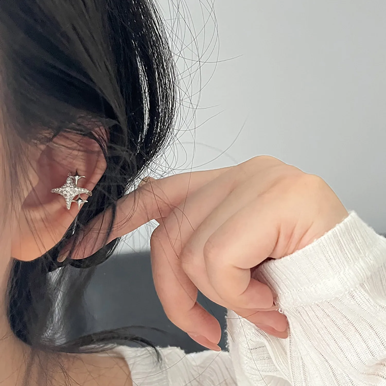 1Pc Cross Star Ear Clip No Piercing Earrings For Women Girls Fake Cartilage Ear Cuff Fashion Korean Y2k Jewelry Accessories