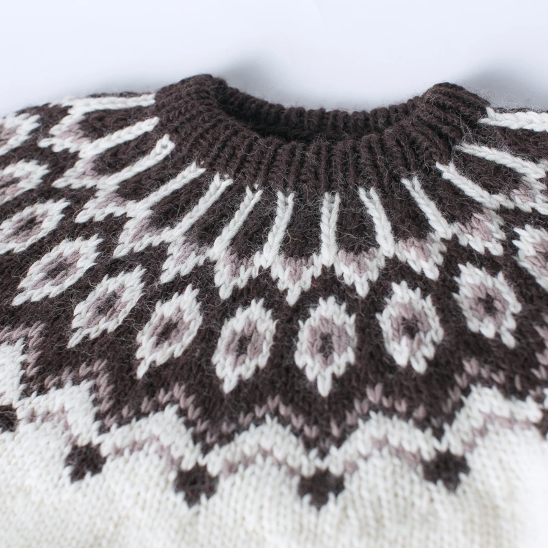 Autumn Spring Original Design Women Hand Knit Fair Isle Fashion Vintage Inspired Handmade 100% Wool Pullover Sweaters Jumpers