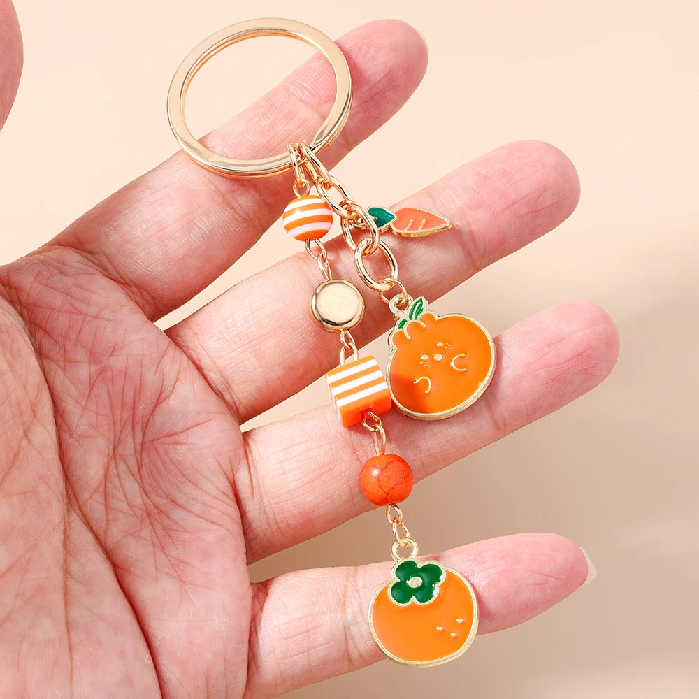 Aihua Schöne Emaille Rote Kirsche Apfel Traube Ananas Schlüsselanhänger Früchte Orange Avocado Schlüsselanhänger Handtasche Anhänger DIY Schmuckstücke – Detail 2