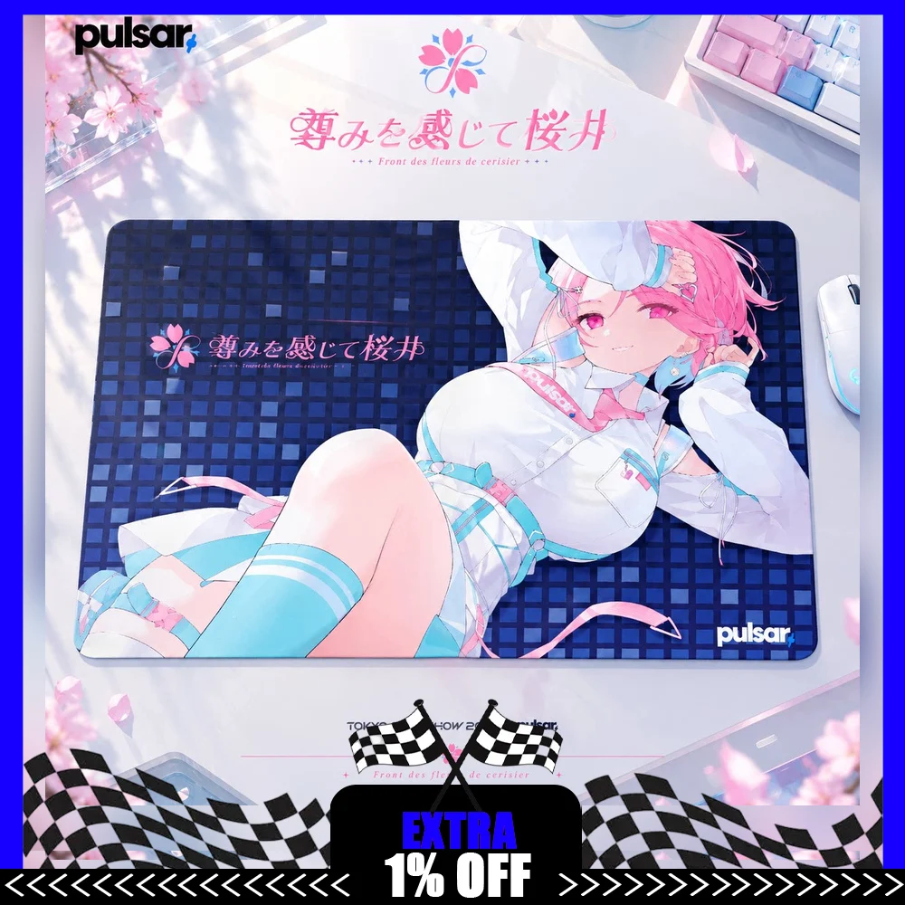 Pulsar Sakurai Tempered Glass Mouse Pad 500x400mm Anime Gaming Large Desk Mat for FPS Esports Smooth Control PC Gamer Accessory