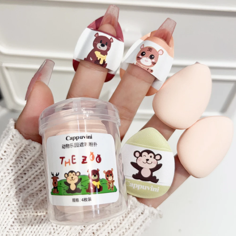 Cartoon Mini Finger Puff Make-up Schwamm Puder Puff Set Foundation trocken nass Detail Puffs Luftkissen kosmetische Puffs Make-up-Tools