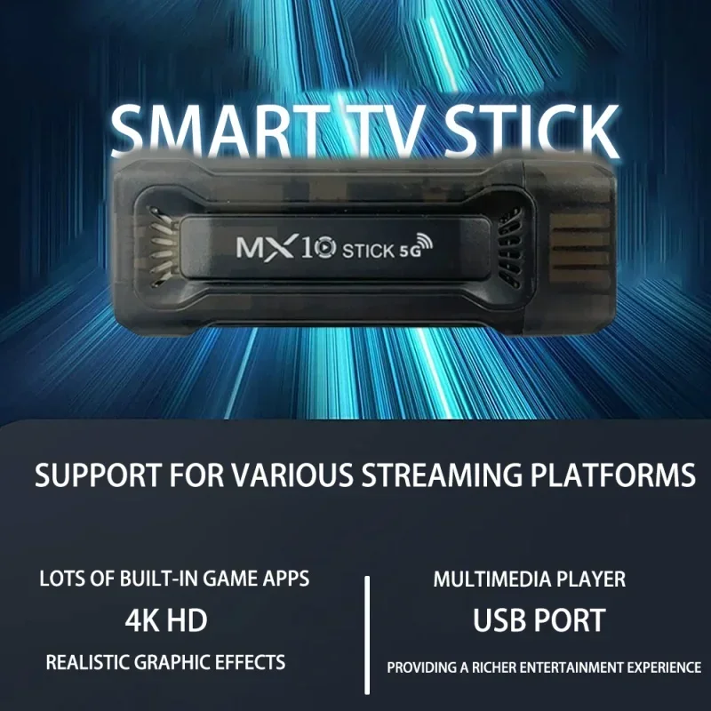 For Google YouTube network media player Mini MX10 TV stick 2.4g 5G dual WiFi Android 11 OS HDR set top 4K 1080p Smart TV sticks