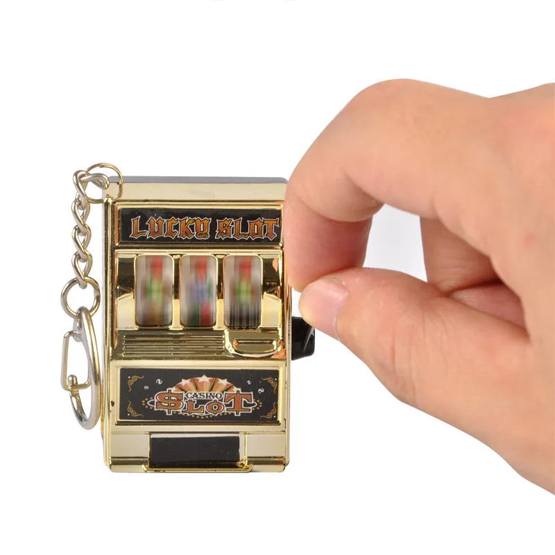 Novelty Funny Mini Keychain Lucky Fruit Machine Winning Machine Creative Schoolbag Pendant Children's Game Machine Toy Gifts