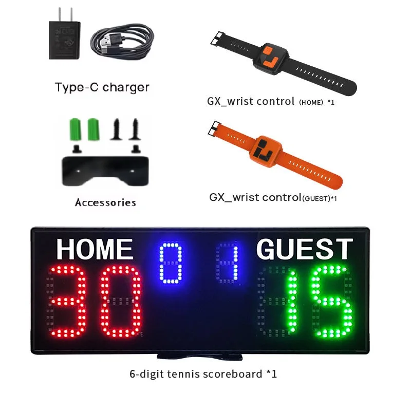 Ganxin 18650 Portable Rechargeable Battery Score Board Wireless Electronic Led Tennis Padel Wrist Control Digital Scoreboard