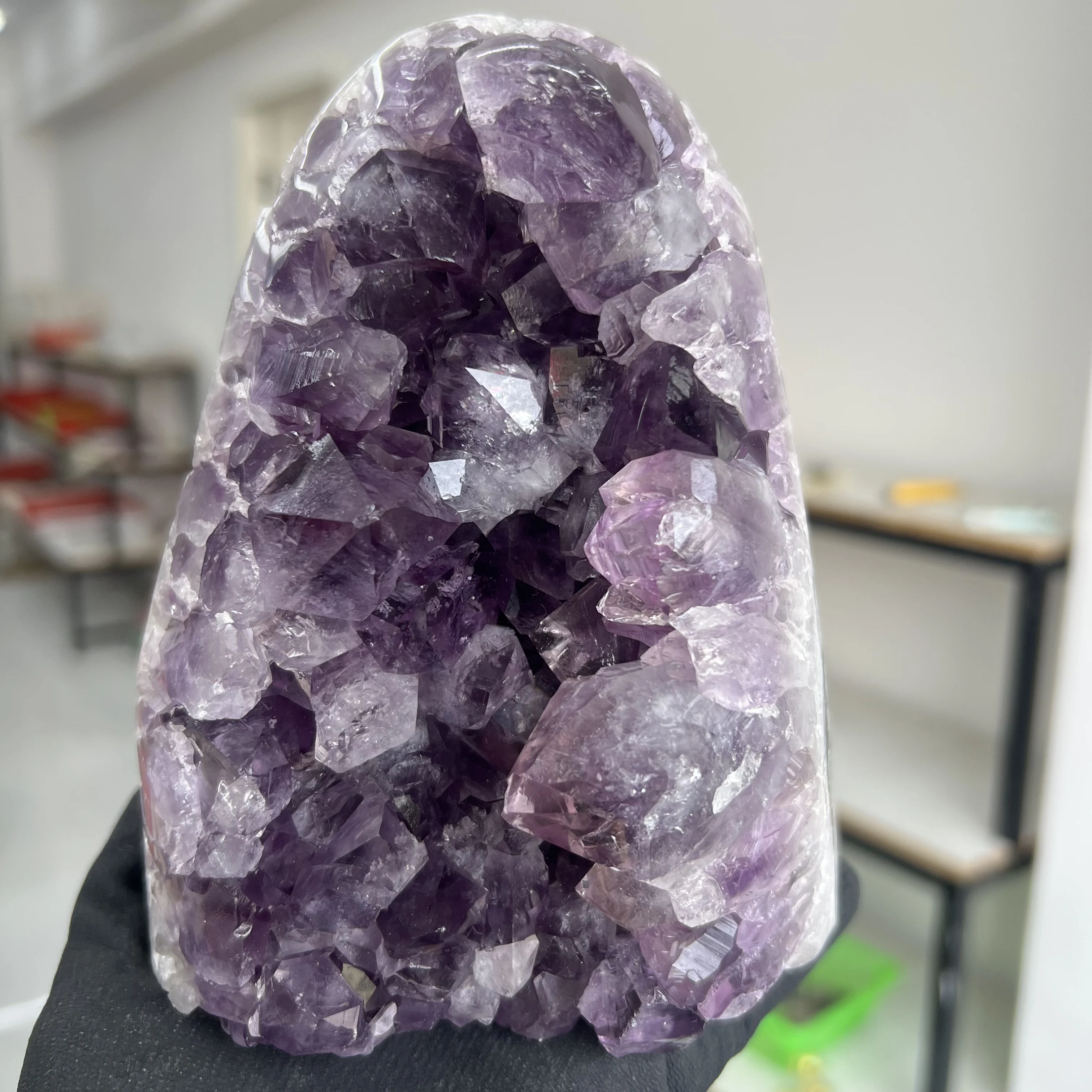 1913g 14.5cm Natural Uruguay Dream Amethyst Quartz Crystal Cluster stand