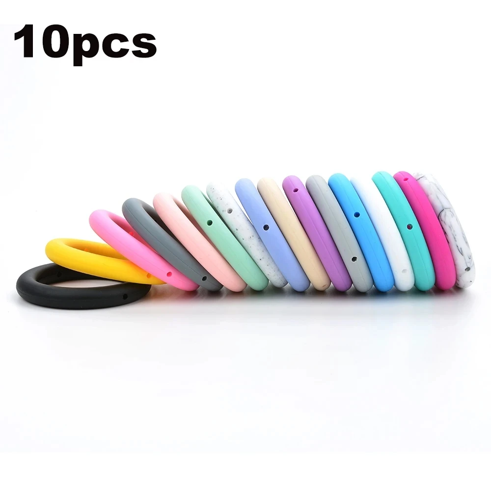 

LOFCA 10pcs Teething Ring 65mm Silicone Beads Baby Charm Teether Necklace Pacifier Making BPA Free Food Grade Silicone Jewelry