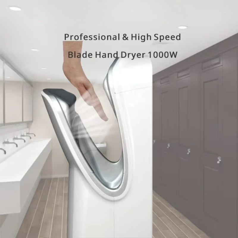 Compact automatic hand dryer with 76dBa low-noise motor, 10-sec drying, ADA compliant, ideal for commercial & public facilities.
